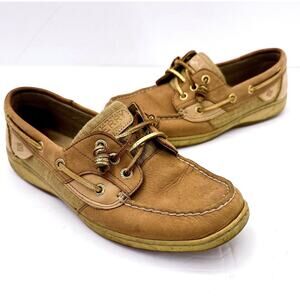 Sperry Top‎ Sider Angelfish Loafer Gold Tan Boat Shoes Women's Size 7 M STS90823